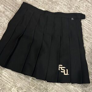 Black Pleated Skirt with Embroidered Logo